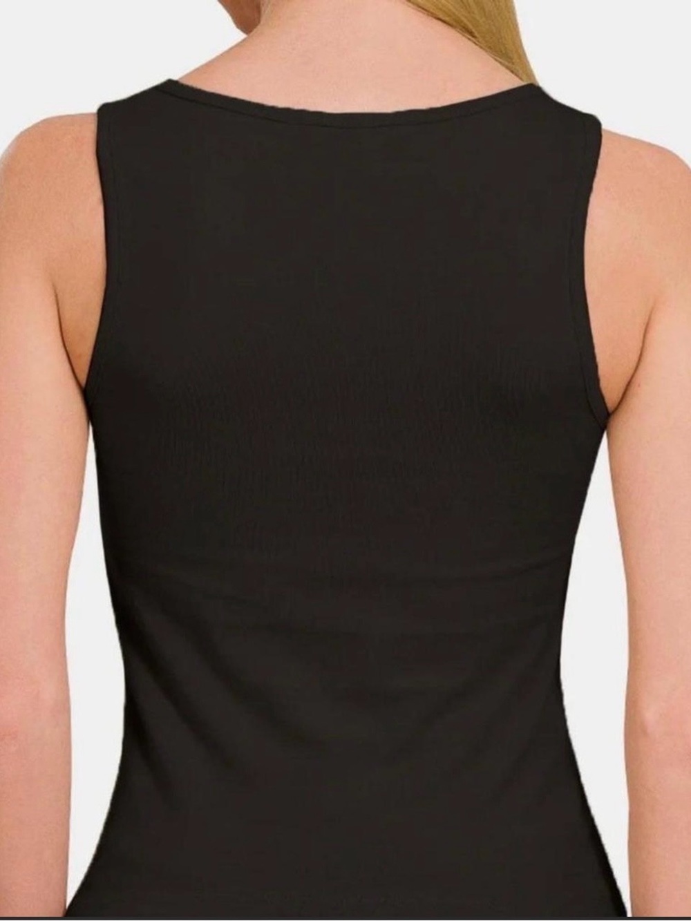 Zenana Outfitters Black Square Neck Tank - Picture 2 of 3